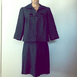 Three-Quarter Sleeve Blazer and A-line Skirt Suit